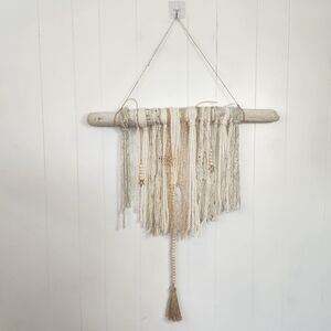 Boho Yarn Driftwood Wall Hanging Hand Woven Abstract Tapestry Bohemian Decor
